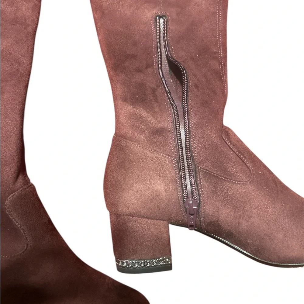 MIchael Kors Elegant Burgundy Suede Over the Knee-High Boots with Ties Size 6.5